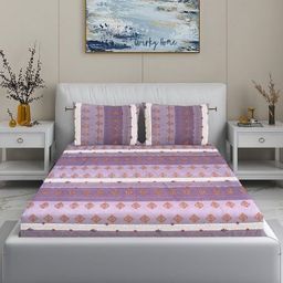 Quirky Home Purple & White 180 TC King Bedsheet with 2 Pillow Covers-image-27