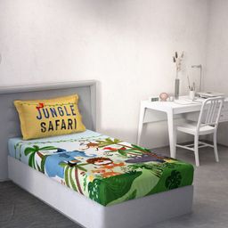 DDecor Kids Cartoon Characters Print 140 TC Cotton Single Bedsheet with 1 Pillow Cover-picture-33