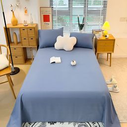 JC HOME Blue 210 TC Queen Cotton Bedsheet With 2 Pillow Covers-image-61