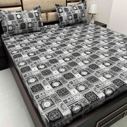 Pure Decor Royal Passion Black & Grey Ethnic Motifs 300 TC Pure Cotton Queen Bedsheet Set-image-90