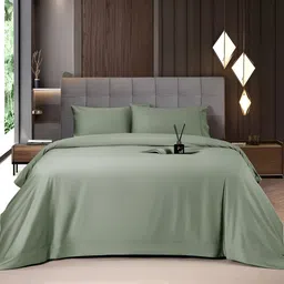 MUSH Green Bamboo 400 TC King Bedsheet with 2 Pillow Covers-image-59