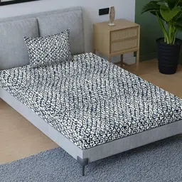 Sangria Blue & White Geometric-Printed 200TC Pure-Cotton Single Bedsheet & Pillow Cover-picture-26