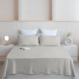 HOMEMONDE Grey 210 TC Queen Bedsheet with 2 Pillow Covers-image-66