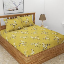 MORADO Maple Green & White Floral Printed 210 TC Queen Bedsheet & Pillow Covers-picture-40