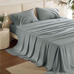 MUSH Silver Toned Bamboo  400 TC King Bedsheet with 2 Pillow Covers-image-30