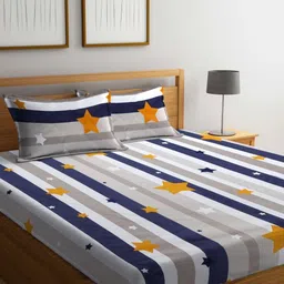 Quirky Home Grey & White 180 TC Queen Bedsheet with 2 Pillow Covers-image-59
