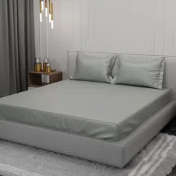 Stoa Paris Date Night Harbour Mist 300 TC Fitted Queen Sheet With 2 Pillow Covers-image-49
