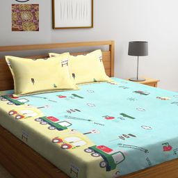 KLOTTHE Multicoloured Cartoon Characters 210 TC 2 King Bedsheet with 4 Pillow Covers-image-76