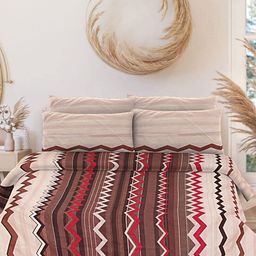 INDHOME LIFE Brown & Red Striped 200 TC Pure Cotton Queen Bedsheet & 2 Pillow Covers-image-14