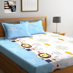 Arrabi Set of 2 300 TC Multi Printed Cotton Double Bedsheet with Pillow Covers-80