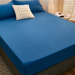 JC HOME Blue 160 TC Fitted Queen Bedsheet & 2 Pillow Covers-image-41