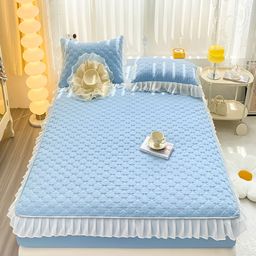 JC HOME Blue 160 TC Fitted King Bedsheet with 2 Pillow Covers-image-22