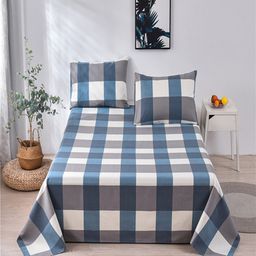 JC HOME White  Teal Geometric 160 TC Queen Bedsheet With 2 Pillow Covers-image-32
