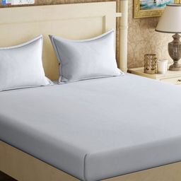KLOTTHE Grey 300TC Double King Bedsheet With 2 Pillow Covers-image-22