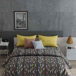 MYTRIDENT Grey & White Geometric 120 TC Cotton Queen Bedsheet with 2 Pillow Covers-image-20
