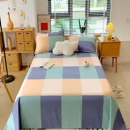 JC HOME Peach Geometric 210 TC Cotton King Bedsheet with 2 Pillow Covers-image-29