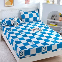 JC HOME Blue  White Printed 120 TC King Bedsheet with 2 Pillow Covers-image-55