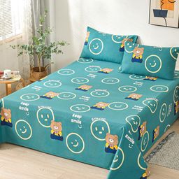 JC HOME Green & Blue Graphic 160 TC King Bedsheet With 2 Pillow Covers-image-46