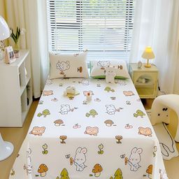 JC HOME White & Brown Cartoon Characters 210 TC King Bedsheet Set-image-42