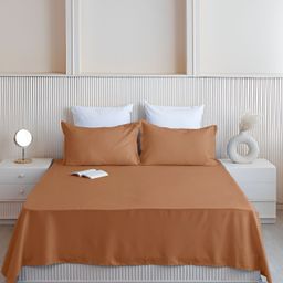 HOMEMONDE Taupe 210 TC Queen Bedsheet with 2 Pillow Covers-image-47