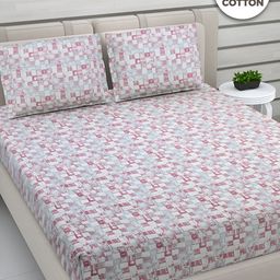 FABINALIV Maroon & Off White 300 TC Cotton King Bedsheet With 2 Pillow Covers-image-23