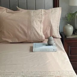 Sadyaska Champagne Floral 210 TC King Bedsheet with 2 Pillow Covers-image-29