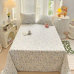 JC HOME White & Green Floral Cotton  240 TC Queen Bedsheet with 2 Pillow Covers-image-39