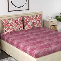 Huesland Aspire Red & White Tie & Dye 186 TC Cotton King Bedsheet with 2 Pillow Covers-picture-16