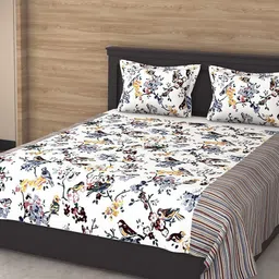 Varde Multicolour 120 TC Printed Cotton Double King Bedsheet with 2 Pillow Covers-image-92
