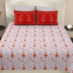 LIVING ROOTS Pink Ethnic Motifs Pure Cotton 300 TC King Bedsheet with 2 Pillow Covers-image-81