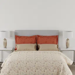 MYTRIDENT Home Essential Red  Beige Printed 144 TC Cotton Queen Bedsheet  2 Pillow Covers-image-66