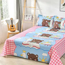 JC HOME Brown & White Graphic 160 TC King Bedsheet with 2 Pillow Covers-image-15