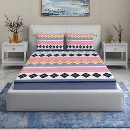 Quirky Home Pink & White 200 TC Queen Bedsheet with 2 Pillow Covers-image-6