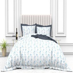 THE WHITE MOSS Cynthia White Printed 250 TC Pure Cotton King Bedsheet & 2 Pillow Covers-2