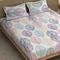 CHHAVI INDIA White Ethnic Motifs Microfiber 210 TC King Bedsheet with 2 Pillow Covers-image-92