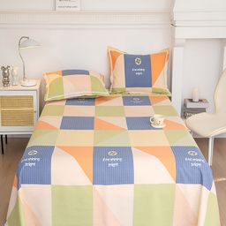 JC HOME Peach-Coloured & Green Geometric 160 TC Single Bedsheet with 1 Pillow Cover-picture-10