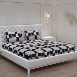 Moca By Monte Carlo Dazzle Grey Geometric Microfiber 120 TC Queen Bedsheet & Pillow Covers-image-25