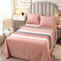 JC HOME Pink & Grey Printed Cotton 230 TC King Bedsheet With 2 Pillow Covers-image-23