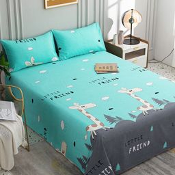 JC HOME Green  Grey Typography 200 TC King Bedsheet with 2 Pillow Covers-7