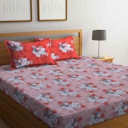 BOMBAY DYEING Red & Green Printed 104 TC Pure Cotton Queen Bedsheet With 2 Pillow Covers-17