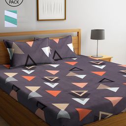 KLOTTHE Green & Grey Geometric 210 TC 2 King Bedsheet with 4 Pillow Covers-image-74