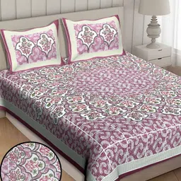 Butea Crape Pink Floral 180 TC Cotton King Bedsheet King Bedsheet Set 2.7 m x 2.35 m-image-71