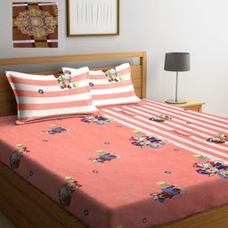 KLOTTHE Multicoloured Cartoon Characters 210 TC 2 King Bedsheet with 4 Pillow Covers-image-82
