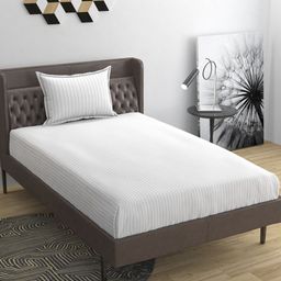 BELVOSTUM White Striped 220 TC Single Bedsheet & Pillow Cover-image-21