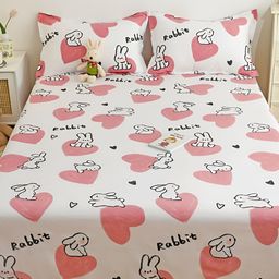 JC HOME White & Black Graphic 230 TC Cotton Queen Bedsheet with 2 Pillow Covers-image-70