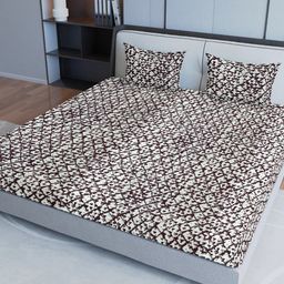 Aura Maroon & Beige Printed Pure Cotton 200 TC Queen Bedsheet with 2 Pillow Covers-picture-5
