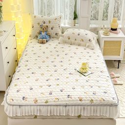 JC HOME White & Orange Cartoon Characters 160 TC Queen Bedsheet with 2 Pillow Covers-image-88