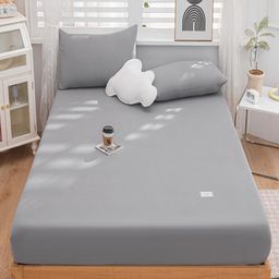 JC HOME Grey Fitted 150 TC King Bedsheet With 2 Pillow Covers-image-82
