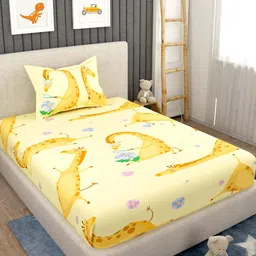 EverHOME Yellow & Blue 160 TC Cotton Flat Single Bedsheet & 1 Pillow Cover-picture-18