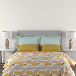 MYTRIDENT Home Essential Yellow Printed 144 TC Queen Bedsheet with 2 Pillow Covers-image-98